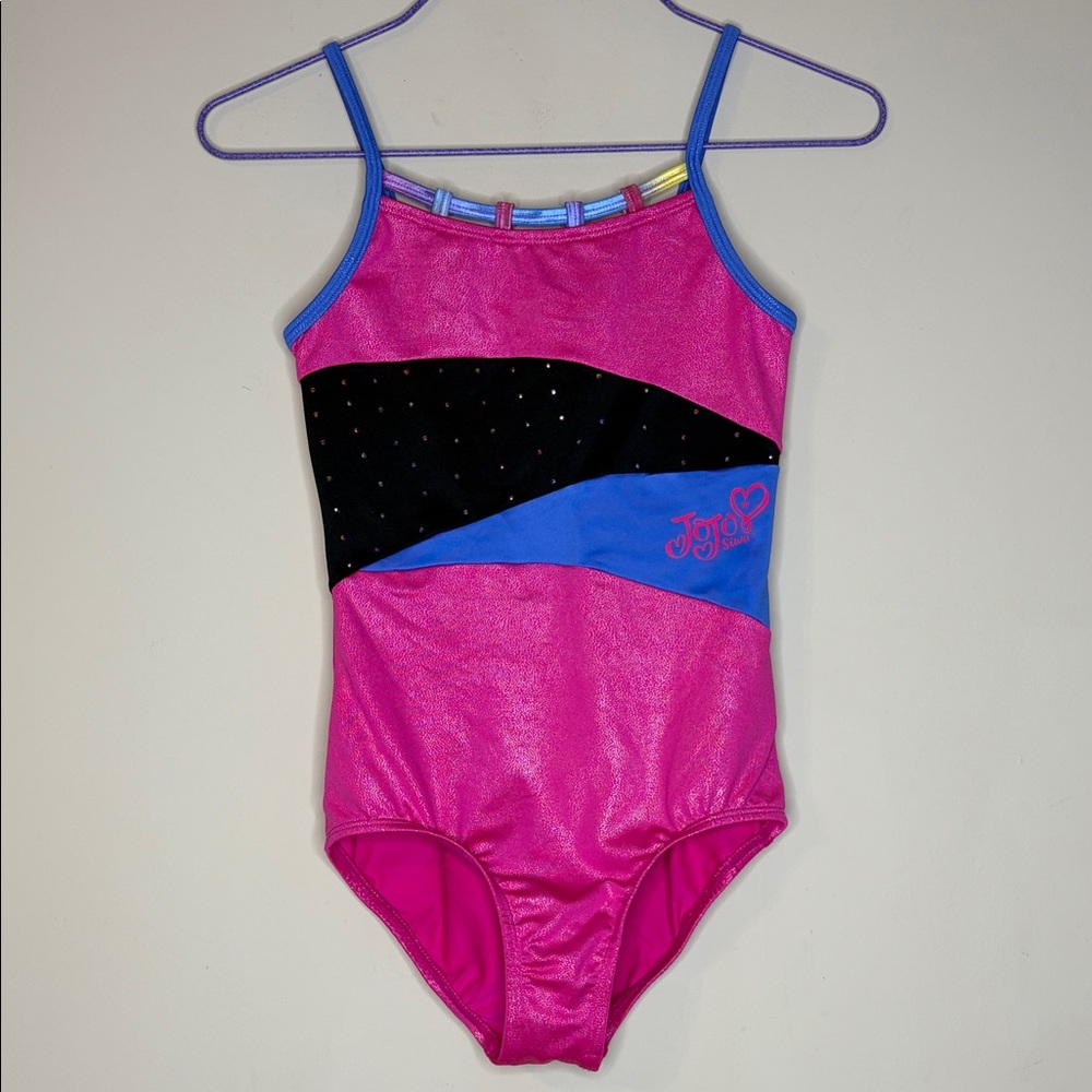 Danskin Jojo Siwa Girls Shimmery Pink Blue Black Leotard Size 12/14